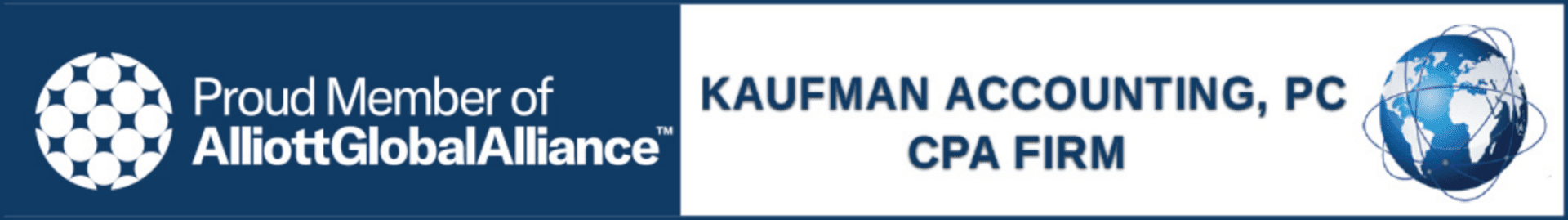A blue and white logo of kaufman