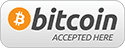 A white and black bitcoin accepted sign.