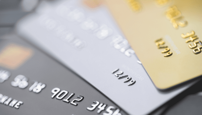 Credit cards in various colors and designs.